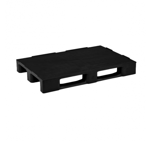 Medium Duty Closed Deck Plastic Pallet in Black Recycled Plastic