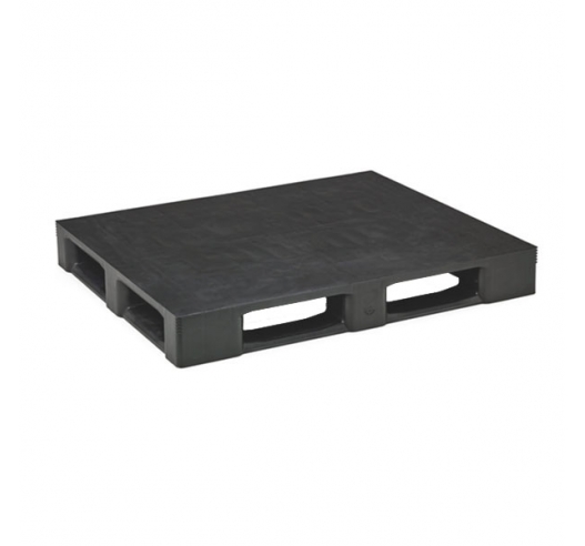 Medium Duty Closed Deck Plastic Pallet in Black Recycled Plastic