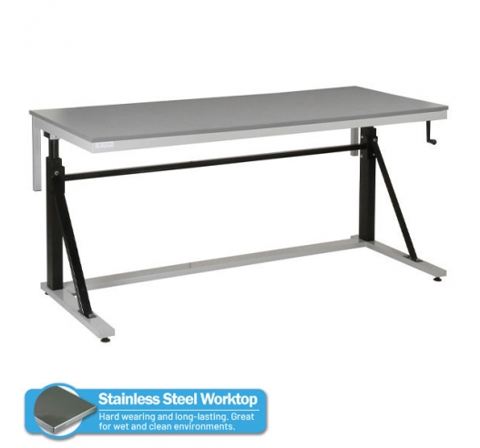 Adjustable Height Cantilever Workbench with Stainless Steel Worktop