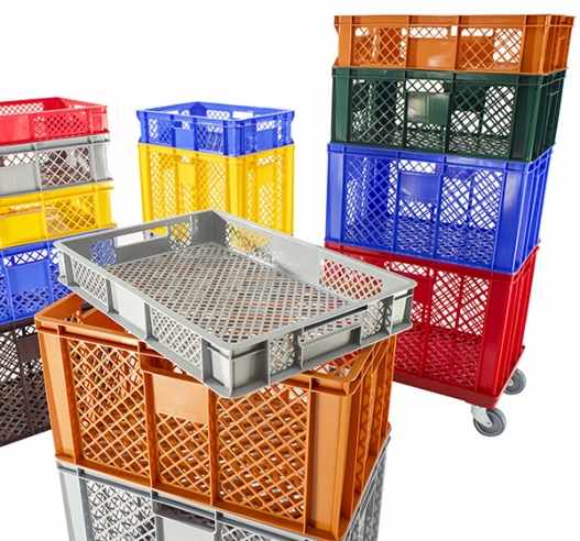 Stack of Coloured Ventilated Containers