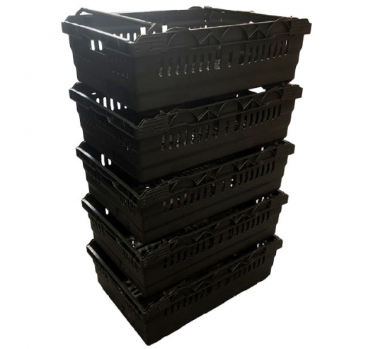 Black Bail Arm Stacking & Nesting Crate Stacked With Bale Arms