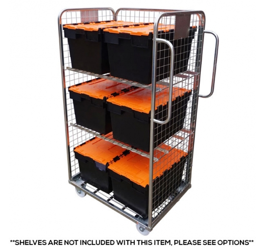 3 Sided Merchandise Trolley - Roll Cages with Tote Boxes