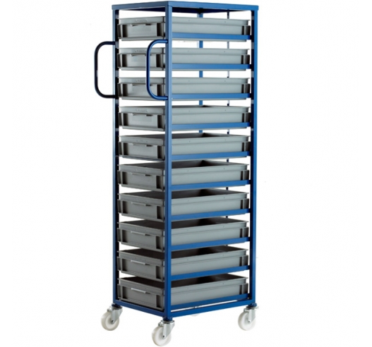 CT210P Mobile Tray Rack With 10 Euro Containers