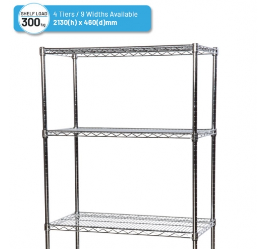 Extra Height Chrome Wire Shelving Bay