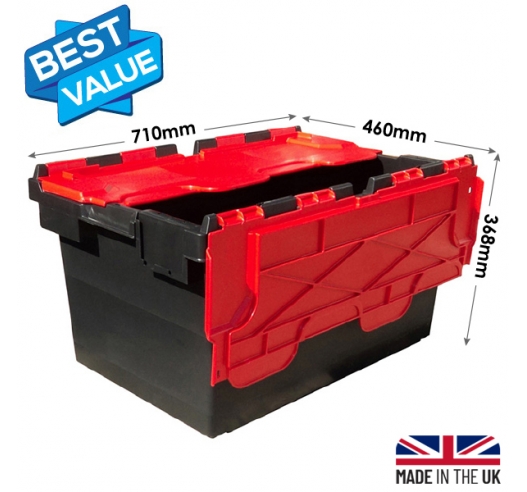 LC3-P Black and Red Large Plastic Storage Box Crates