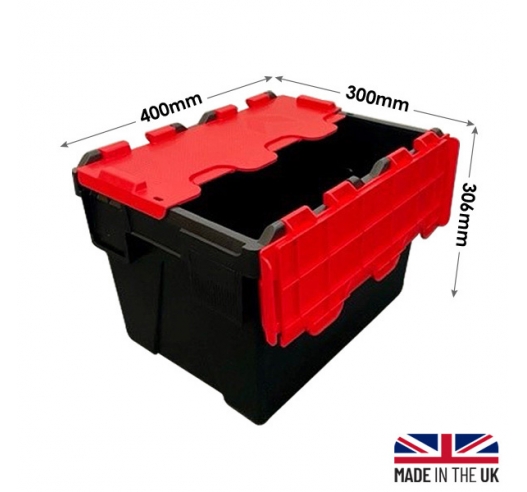 25 Litre Attached Lid Container In Red And Black