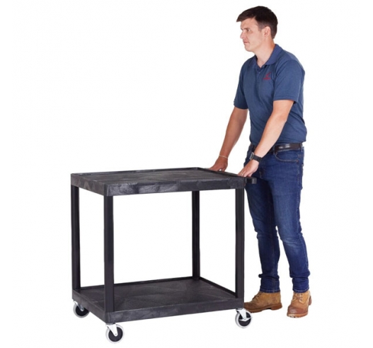 Strong Plastic Shelf Trolley with 2 Shelves In Use