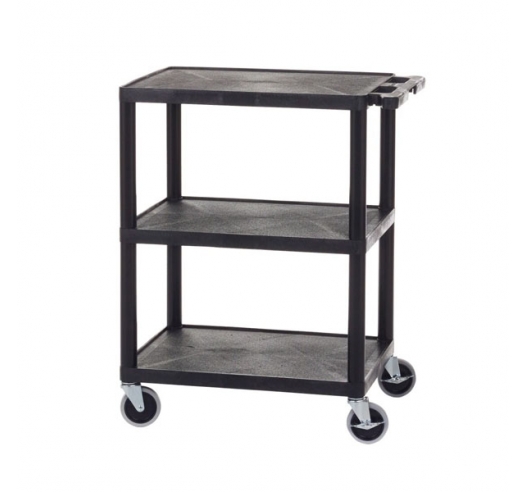 Plastic Shelf Trolley with 3 Flat Shelves