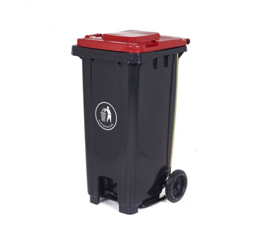 120 Litre Wheeled Bin in Red/Orange