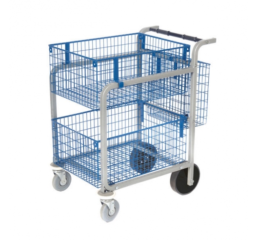 Large Mailroom Trolley With 2 Baskets & Panier Basket