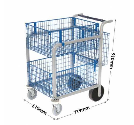 Large Mailroom Trolley With 2 Baskets & Panier Basket Dimensions