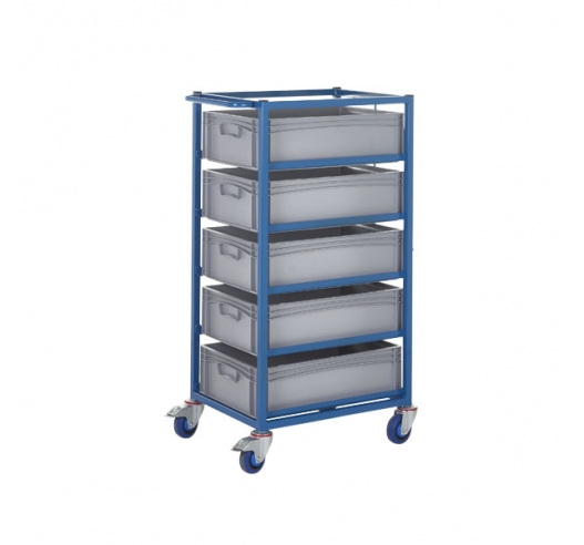 Mobile Tray Rack With 5 Euro Containers