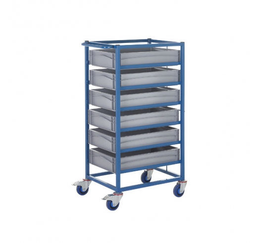 Mobile Tray Rack With 6 Euro Containers