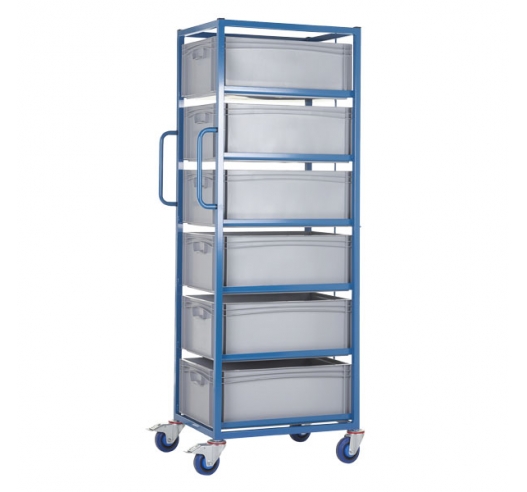 Mobile Tray Rack With 6 Euro Containers