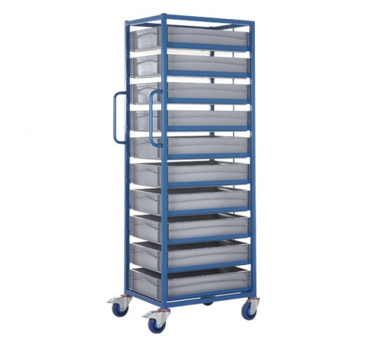 Mobile Tray Rack With 10 Euro Containers