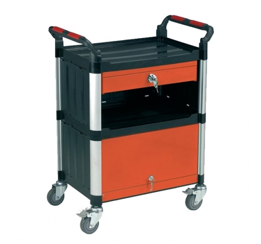 3 Shelf Trolley with Drawer and Cabinet